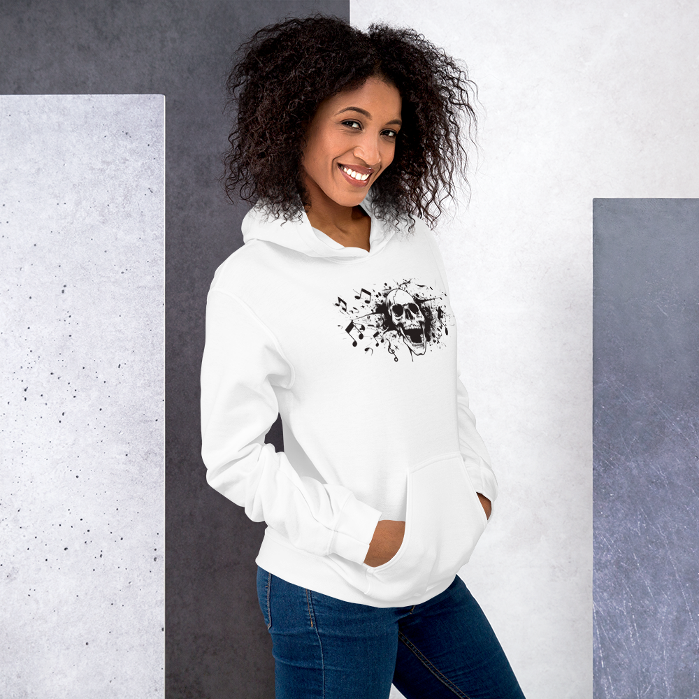 Metal Skull and Crossbones (white) Hoodie