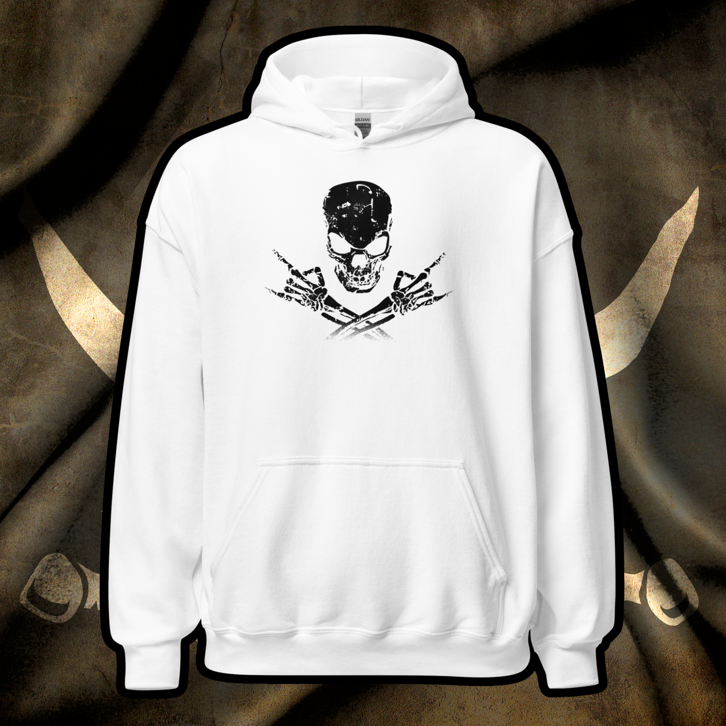 Metal Skull and Crossbones (white) Hoodie