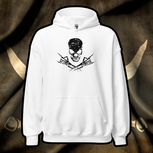 Metal Skull and Crossbones (white) Hoodie